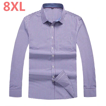

2018 new plus 10xl 8xl 6xl 5xl 2018 Men's Shirts plaid Man Casual loose Shirt Fashion Classic Men Dress Shirt Men's Long Sleeve