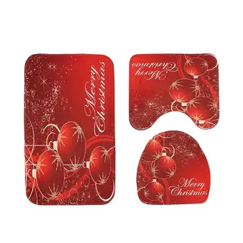 

Three Pieces Bathroom Pedestal Mat Toilet Rug Set Comfortable Skidproof Water-absorbing Bath Mat Contour Rug Toilet Lid Cover