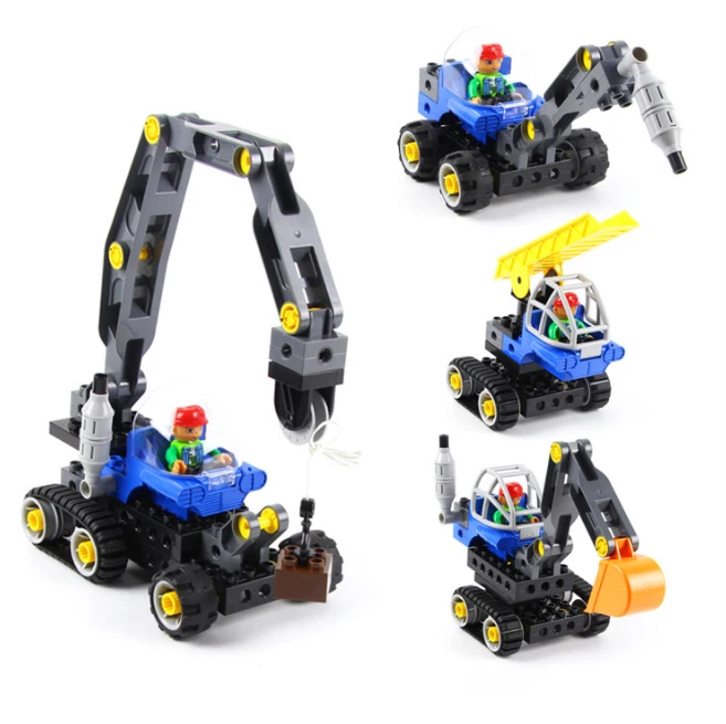 

Big blocks shop truck 4 in 1 derrick crane Assembly model blocks educational children toys432