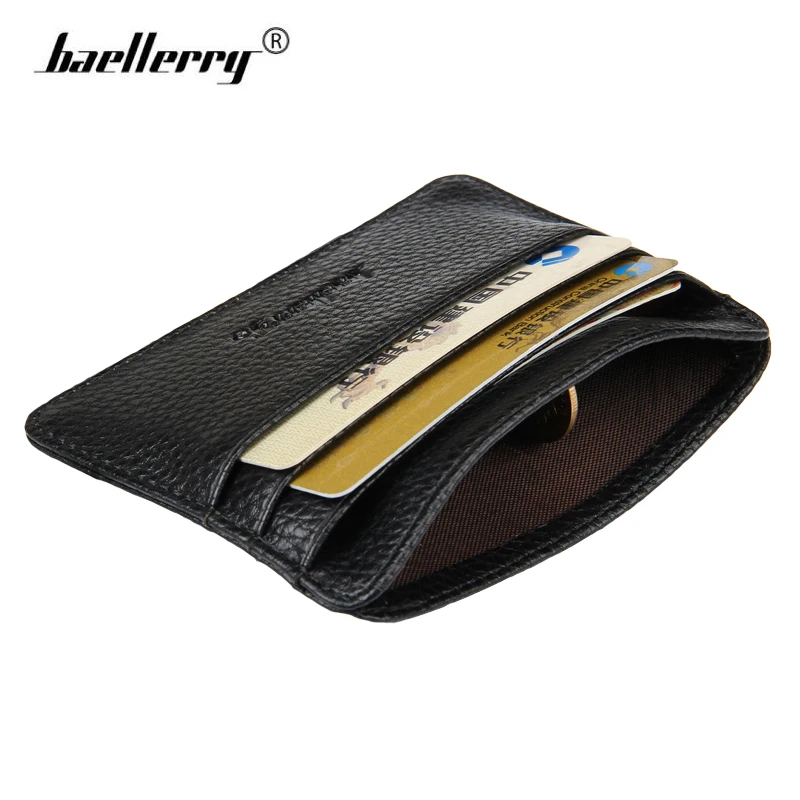 Baellerry Slim Leather Card Wallet Men Small Credit Card Holder Women Mini Brand Purse ...