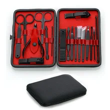 18 個/15 個プロマニキュアセット爪キットネイルアートツールマニキュアキットペディキュアケアケースとプッシャー巻き爪ファイルポーランドピンセット(China)