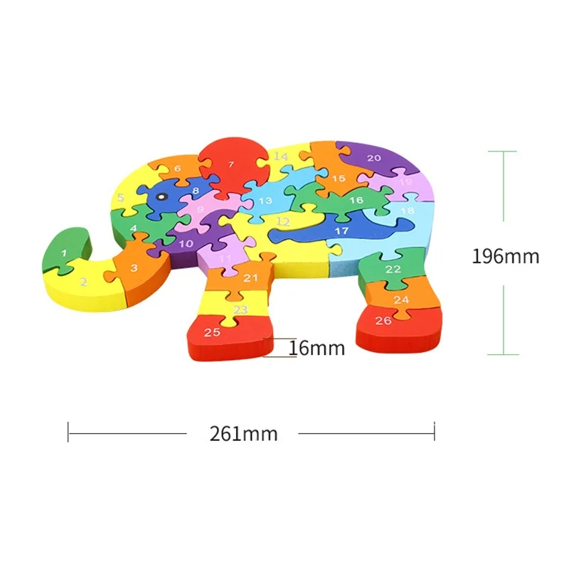 Детский деревянный ребенок игрушки Алфавит A-Z номер 1-26 строительные блоки головоломка динозавр жираф слон формы Игры развивающие игрушки