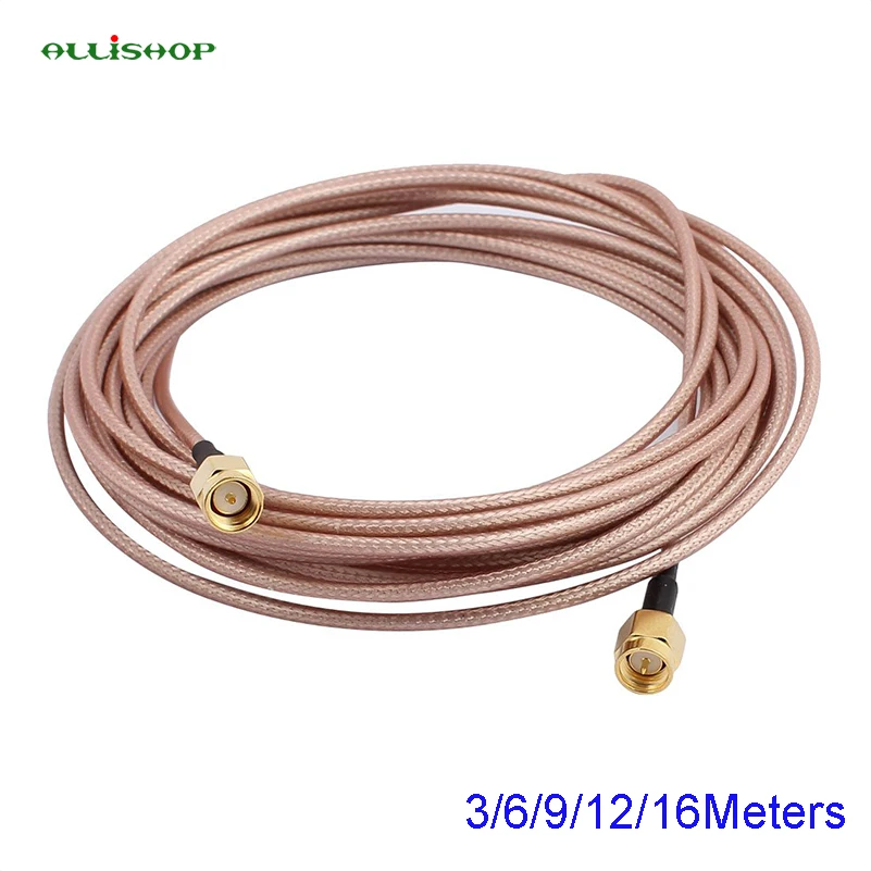 

ALLiSHOP 3/6/9/12/16 Meters Pigtail cable SMA male Low Loss RF Coaxial Adapter Connector sma plug/plug RG316 RF Extension cabe