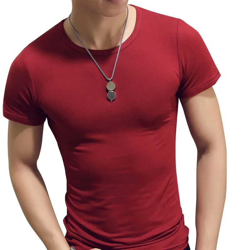 

HEFLASHOR Brand T Shirt Men Summer Casual Short Sleeve O Neck Workwear Tees&Tops Male Fashion Solid Fitness Slim Cotton T-shirt