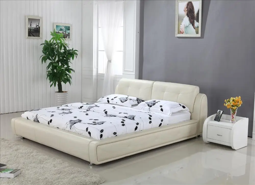 High Back Creme Spitzenkornleder Weichbett Konig Grosse 1 8 Mt Modernes Design Bett Schlafzimmer Mobel B217 Beds Bedroom Furniture Soft Bedbed Design Aliexpress