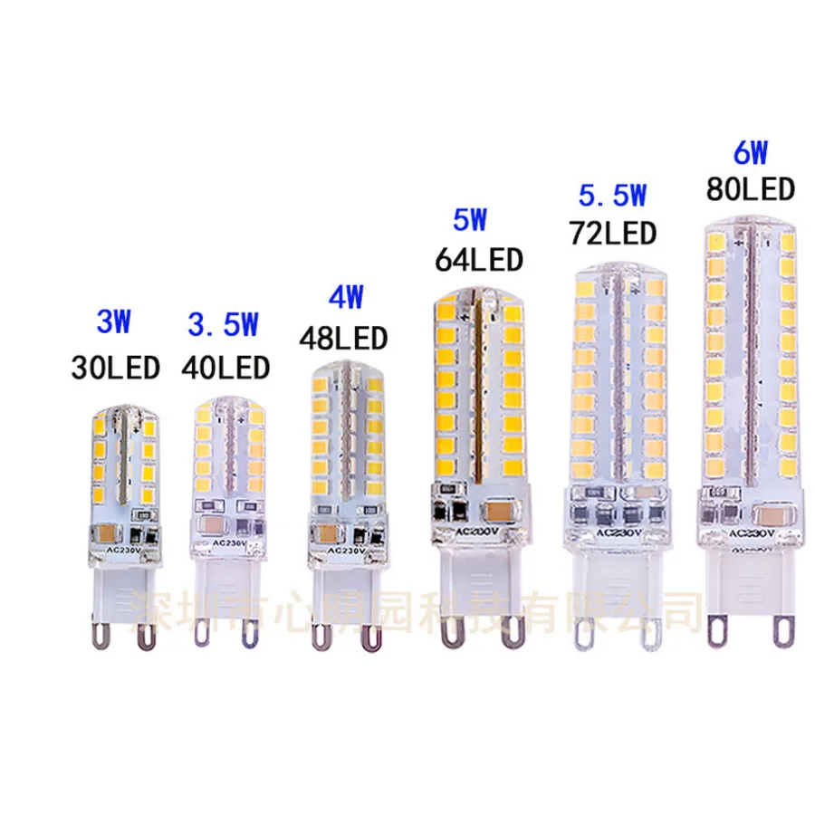 

5pcs/lot G9 led bulb Silicone Corn Bulb SMD 2835 led light lamp for Crystal Chandeliers AC110V/220V