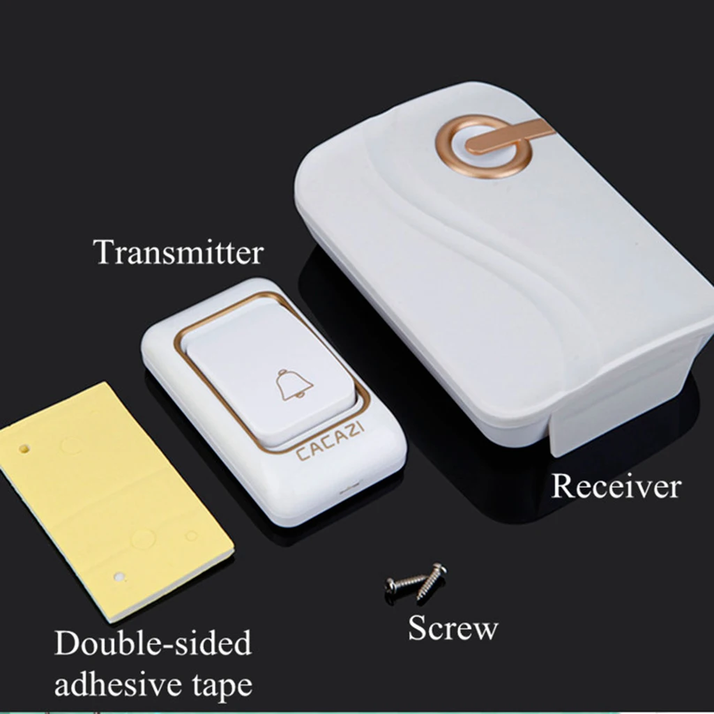 Wireless Battery Operated Doorbell Door Chime with 1 Transmitter+1 Receiver