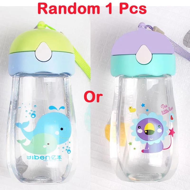 Children Water Drinking Bottle Kids Drinking Cartoon Cup Eco-Friendly Cup Plastic Straw Bottle Kindergarten Handy Cup 380ml - Цвет: Random Boy Color