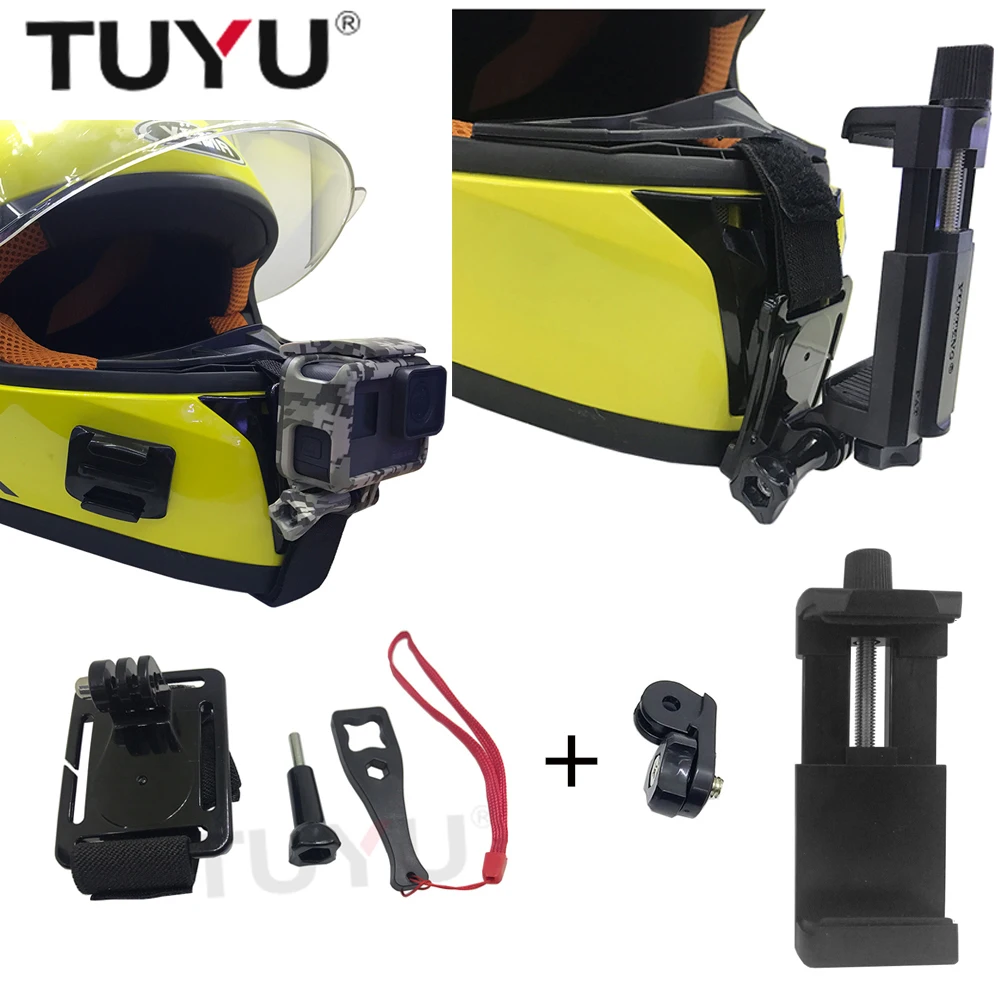 

TUYU Mobile Phone Bracket Adjustable Helmet Curved Adhesive Side Mount for Call PHONE GoPro Hero 5 6 Sjcam Xiaomi Yi 4K EKEN H9