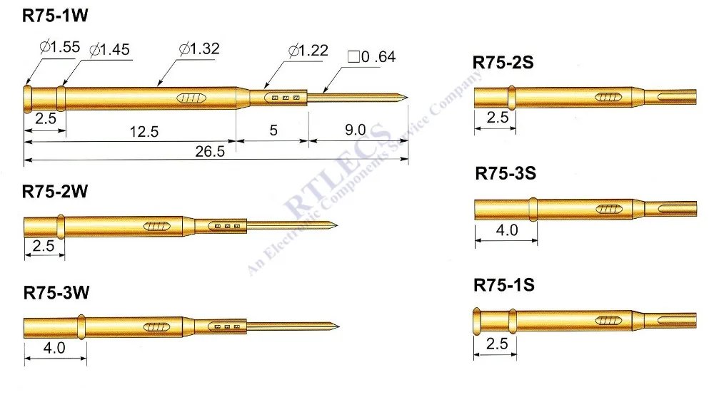 peças, comprimento de 26.5mm, conexão de pino