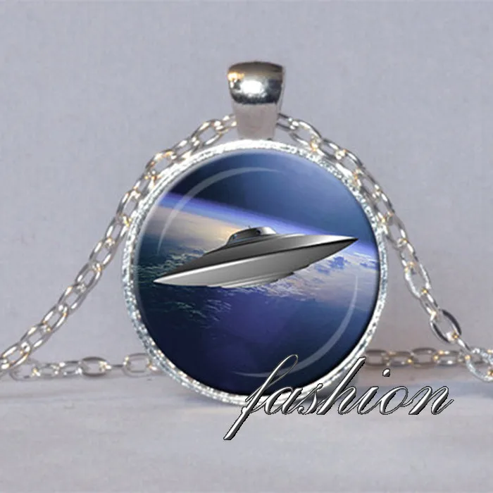 UFO PENDANT Flying Saucer Jewelry Alien Necklace UFO Jewelry Outerspace