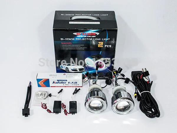 

2017 NEW 2.5HQC 2.5''inch Auto HID Lens Projector H7 H4 H1 9005 9006 8000K 6000K CCFL Car Bi- kit Double Angel Eyes