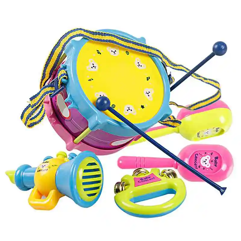 5pcs/Set Musical Instruments Toys Baby Kids Roll Drum Musical