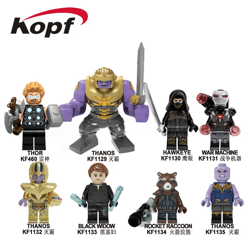 

Building Blocks The Avengers 4 Endgame Thanos War Machine Thor Hawkeye Black Widow Figures Collection Toys For Children KF6091