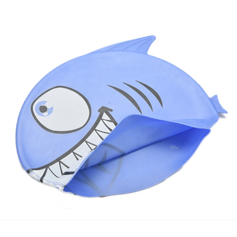 Children Cartoon Silicone Swimming Cap Hat Cover Child Diving Fish Shark Pattern Protect Ears Swim Caps Pink Blue Color 1 Pc