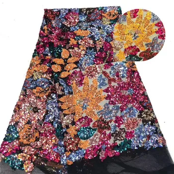 

High Quality Nigerian Lace Fabrics African Sequins Lace Fabric Latest Bridal Tulle Lace Fabrics for Wedding Party Dress