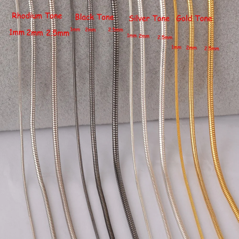 

1 piece silver gold Gunmetal black Snake chain personalzied length 1mm 2mm 2.5mm