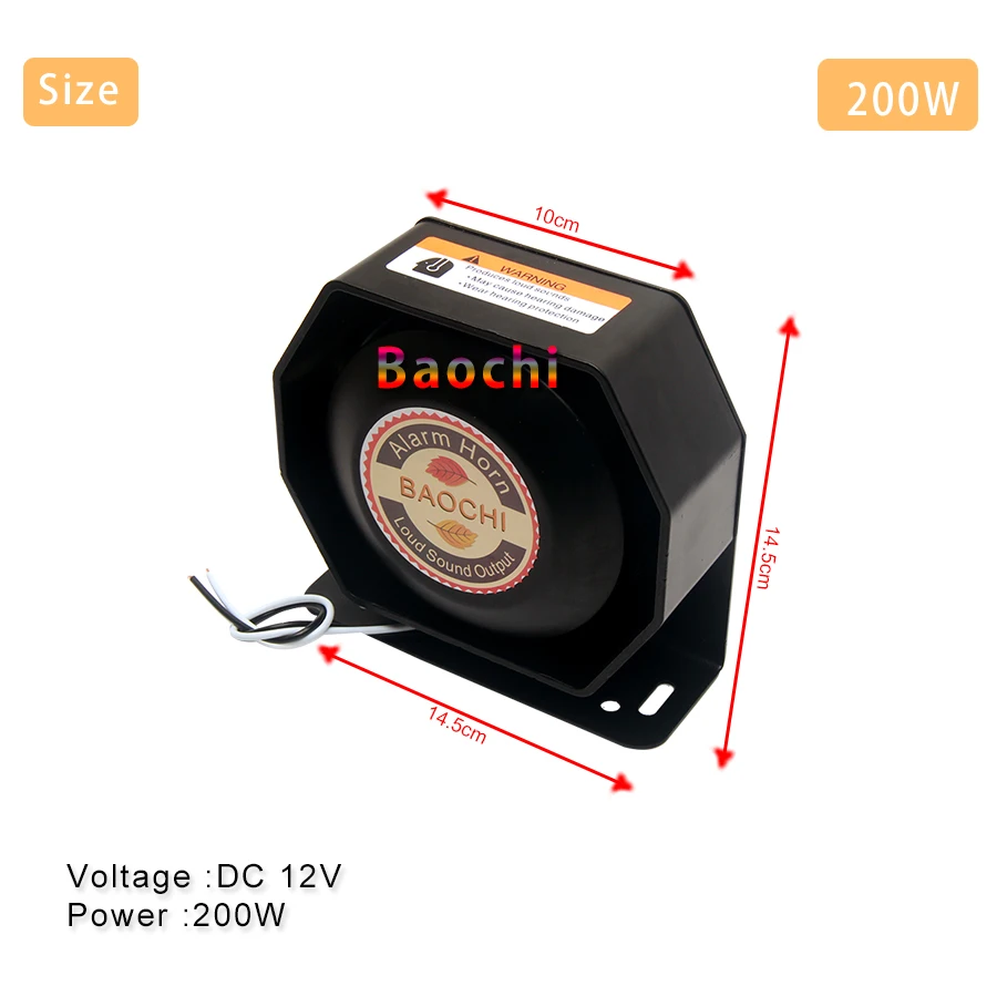 Транспортное средство звуковой сигнал громкий Динамик 200W MP3 Bluetooth сирена Рог Предупреждение тон полиции специальный звуковой 12V для автомобиля Грузовик Лодка