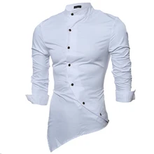 Marke 2016 Mode Männlichen Shirt mit Langen Ärmeln Tops Satin Stoff Hochwertige Mandarin-Kragen Herren Hemden Slim Männer Shirt 2XL