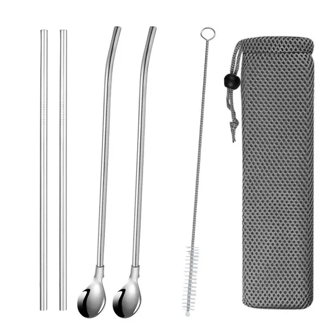 Extra Wide Straw Reusable Stainless Steel Drinking Straw Metal Straw For Smoothies Tapioca Pearls Milk Tea Juice Bar Tools Straw spoon A