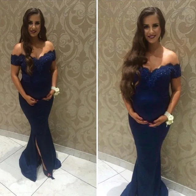Elegant Maternity Evening Dresses Short Sleeve With Appliques Lace