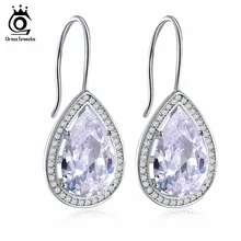 ORSA JEWELS, модные элегантные серьги, черные, прозрачные, большие капли воды, кубический циркон, стильные серьги-гвоздики, ювелирное изделие, подарок для женщин, OE164