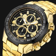WWOOR Luxury Fashion Steel Strap Watch Men Quartz-watch Casual Male Sports Business Wristwatch Gold Clock Relogio Masculino burei brand silver stainless steel men sports watch fashion business luxury man wristwatch relogio masculino male casual watch