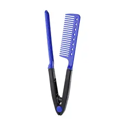 1 шт. V Тип складной выпрямитель для волос Расческа DIY салонный инструмент для стайлинга Синий Горячая продажа