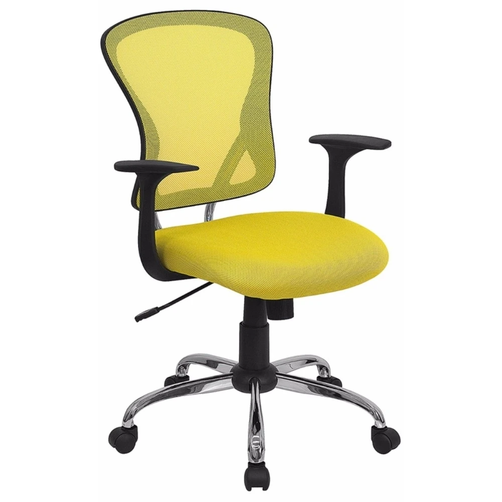 Flash Furniture Mid-Back Yellow Mesh Office Chair with Chrome Finished Base [H-8369F-YEL-GG]