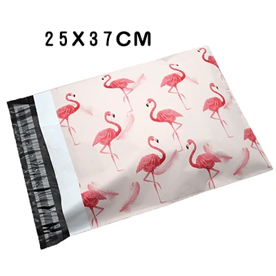 Полиэтиленовый почтовый пакет для доставки полиэтиленовый пакет курьерским магазином самоклеящаяся курьерская коробка подарочная экспортная Pe печать фламинго - Цвет: 25x37cm