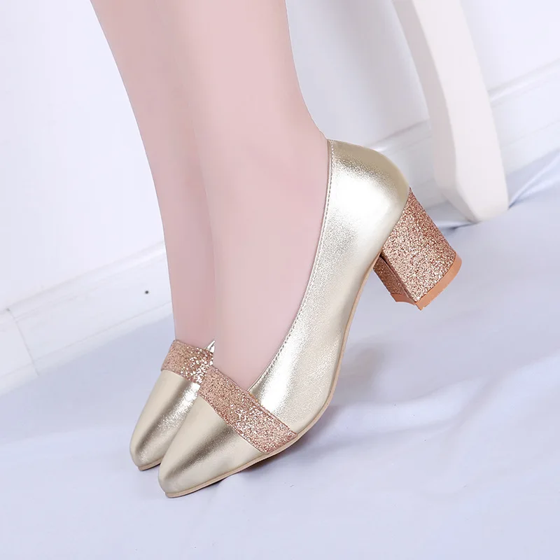 

High quality Women Shoes Square Toe High heels Dress Shoes Bowtie Boat Shoes Medium Heels Pumps Woman Slip on ladies shoes
