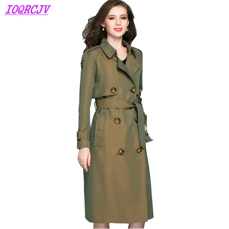 

High quality trench coat Women 2018 autumn gradually Discolor long Windbreaker pure cotton waterproof coat Plus size IOQRCJVH331