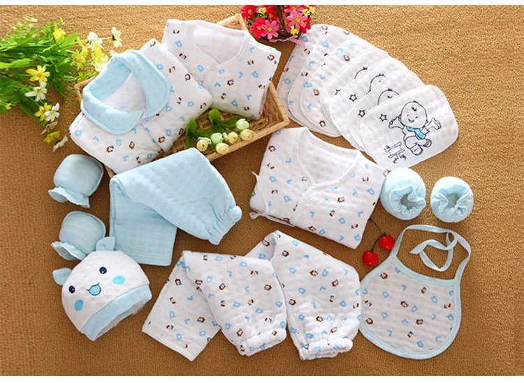 19 шт./компл., хлопковая одежда для новорожденных девочек, осенне-зимний комплект одежды для маленьких мальчиков с рисунком, подарок для новорожденных