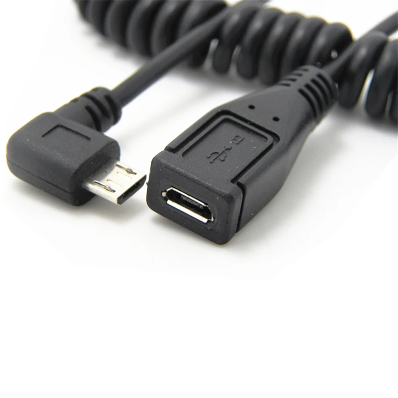 1PCS Micro USB Male to Female M/F Extend Extension Cord Stretch Spring