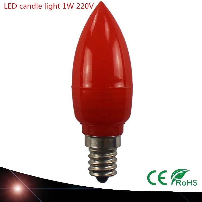 LED candle light E14 1W RED LIGHT E14 NOT Dimmable 220V Led bulb lamp
