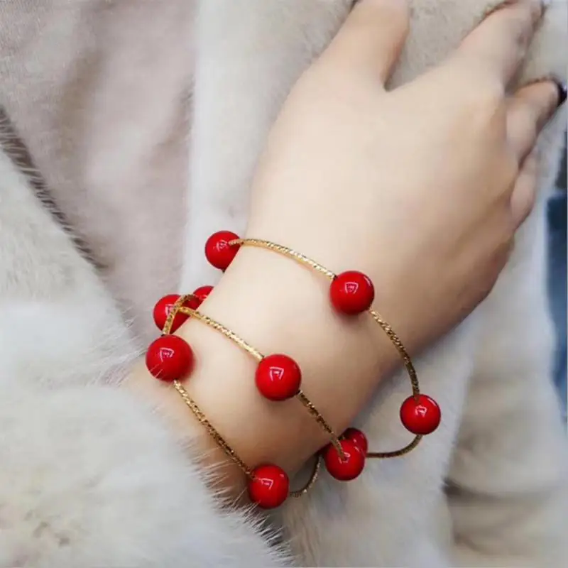 

Trend personality Bracelet Three-Layer Beaded Hand-Woven Ceramic Dual-Use Elastic Female Fashion Simple Bracelet Gift Free Shipp