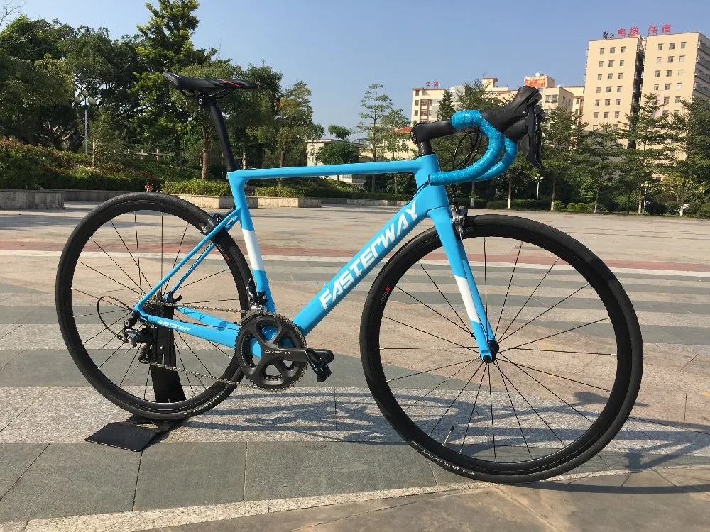 Clearance 700C carbon Road Complete Bike 22 Speed 105 5800 Groupset TAIWAN brand light blue sky FASTERWAY CLASSIC D brake 49/52/54/56/58 9 Clearance 700C carbon Road Complete Bike 22 Speed 105 5800 Groupset TAIWAN brand light blue sky FASTERWAY CLASSIC D brake 49/52/54/56/58 9