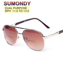 Бренд SUMONDY, очки для чтения двойного назначения, солнцезащитные очки, диоптрия+ 1,0 до+ 3,5, для мужчин и женщин, оправа из сплава, очки для дальнозоркости UR43