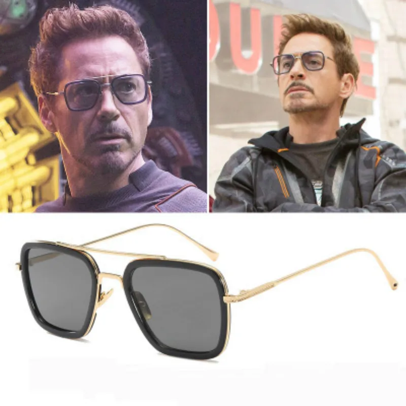 Мстители Бесконечность войны Tony Stark солнцезащитные очки Железные мужские солнцезащитные очки прямоугольные винтажные прозрачные Модные солнцезащитные очки готические очки