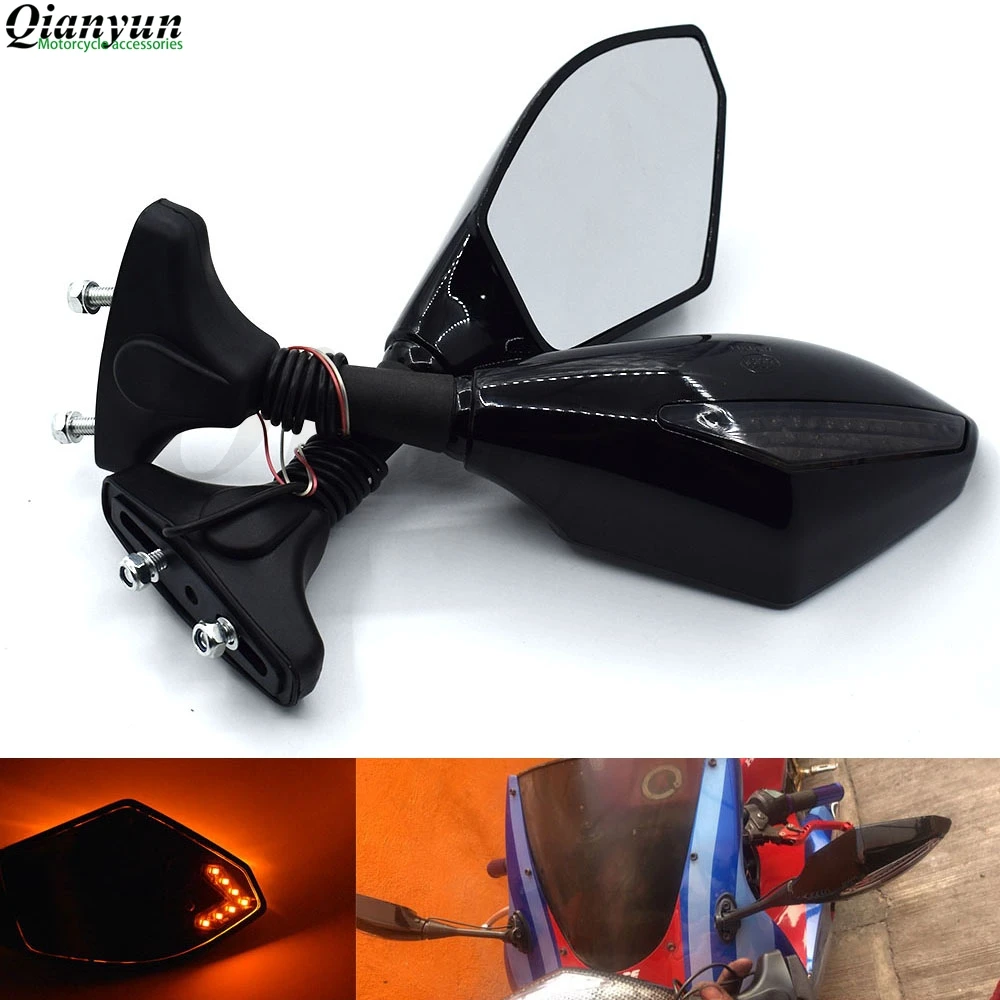 

Universal Motorcycle LED Steering Light Flash Rearview Mirror Side View Mirror For Kawasaki Ninja EX500 650R EX650 ER-6F ER-6N
