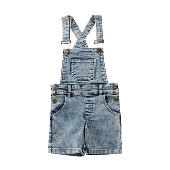 Fashion Toddler Kids Baby Boys Girls Denim Bib Pants Overalls Jean Outfits Sleeveless Denim Shorts Jumpsuit Outfits Summer 1