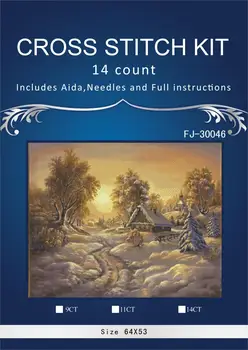 

ONEROOM,Needlework,DIY DMC Cross stitch,Sets For Embroidery kit 14ct unprinted cotton thread winter village Cross-Stitching
