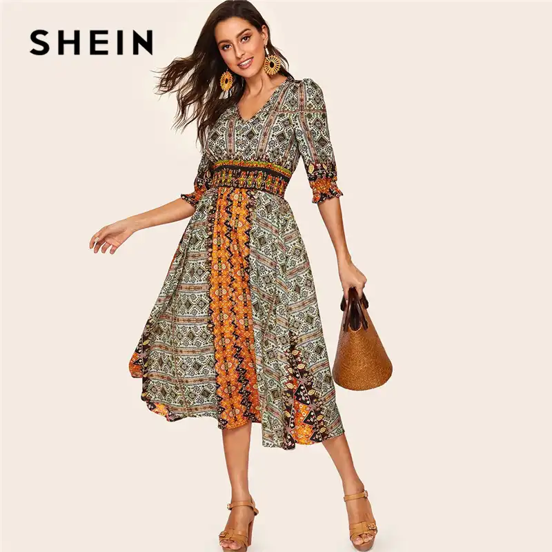 shein tribal print dress