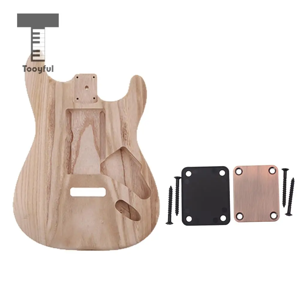 Tooyful Handmade Unfinished Guitar Wood Body with Neck Plate Gasket Luthier Tools for Strat ST Electric Guitar