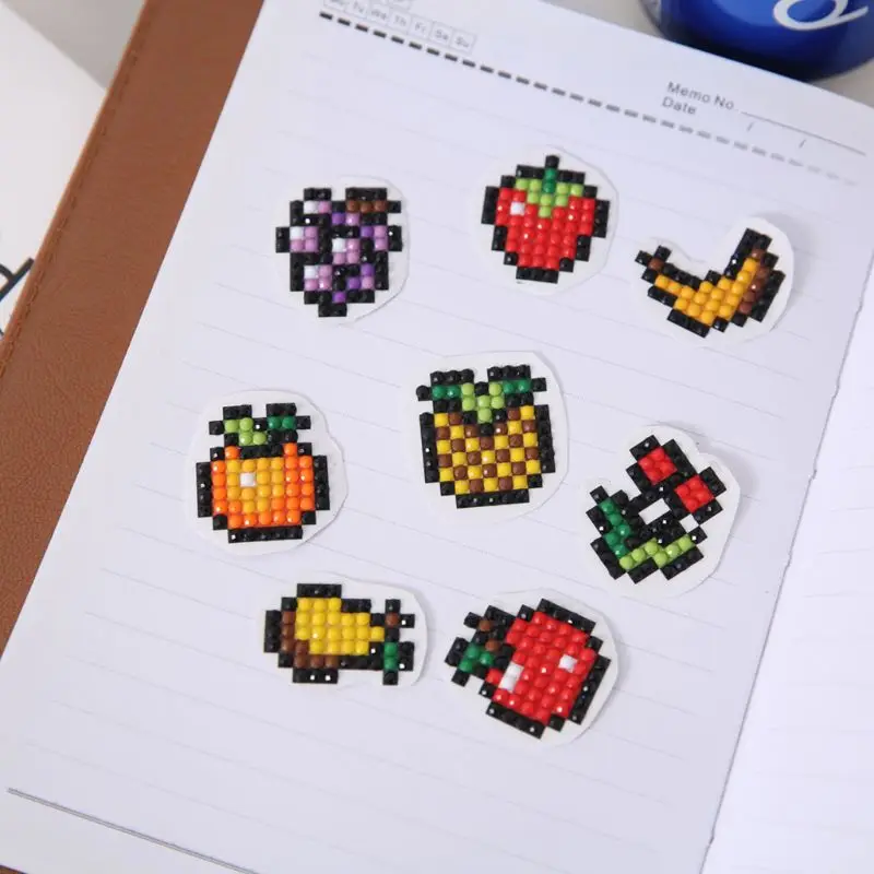 

8pcs DIY Fruit Patterns Painting Diamond Embroidery Kit Double Face Sticker Handmade Home Decor For Children Kids