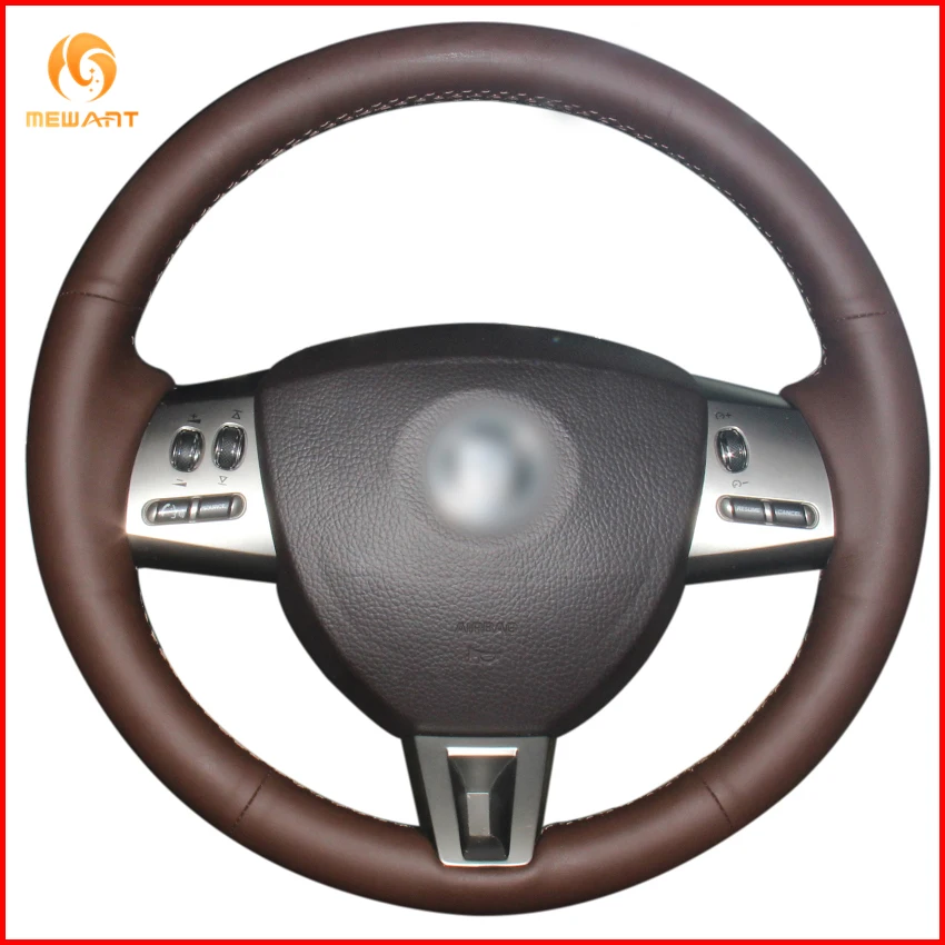 

MEWANT Coffee Genuine Leather Car Steering Wheel Cover for Jaguar XF XF S XF Sportbrake 2008-2015 Interior Accessories Parts