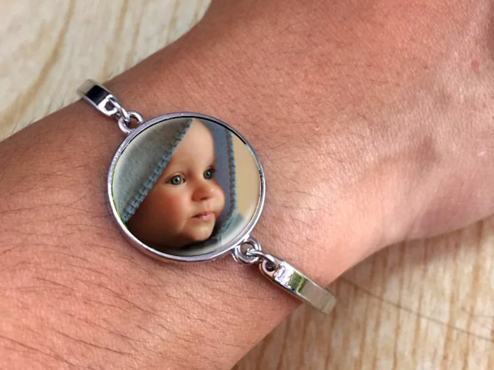 

20mm Personality Photo Family Photo Baby Child Dad Mom Brother Sister Grandparents Family Portrait Bracelet Private Custom