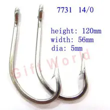4 шт. 7731 Размер 14/0 нержавеющая сталь океан большие рыболовные заостренные крючки троллинг рыболовный крючок, снасти