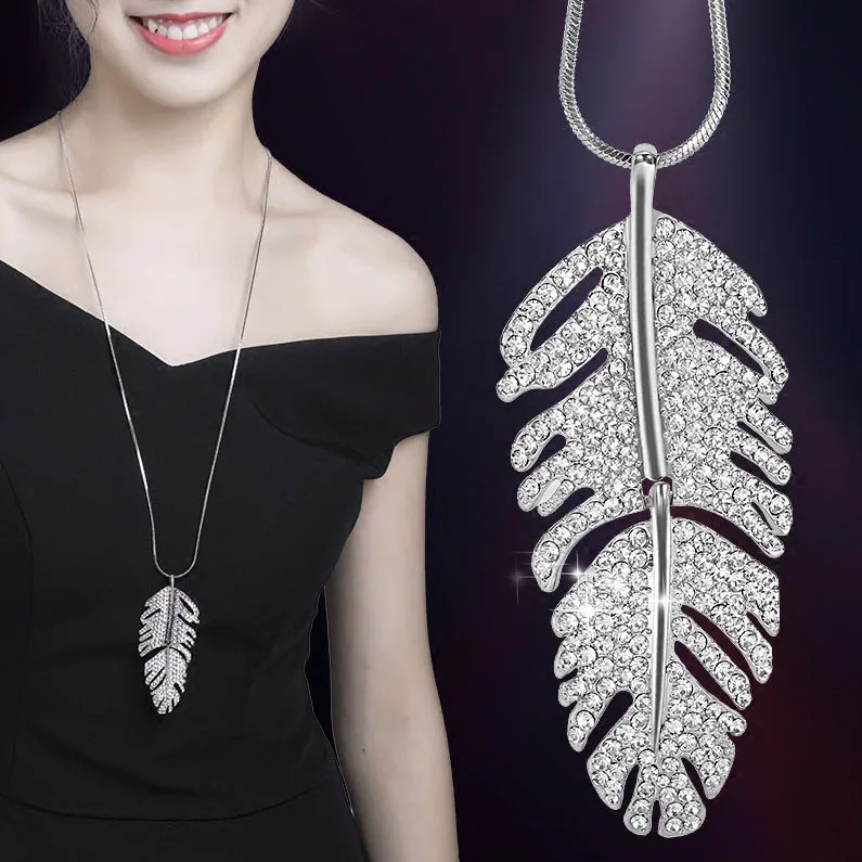 Модное Длинное Ожерелье серебряного цвета с большим геометрическим кристаллом, хорошее ювелирное изделие для женщин, цепочка для свитера - Окраска металла: X219Y