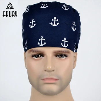 

Navy Style Anchor Printed Medical Surgical Scrub Caps Surgery Cap Dentist Clinic Hat Pet Hispital Doctor Beauty Salon Hats Masks